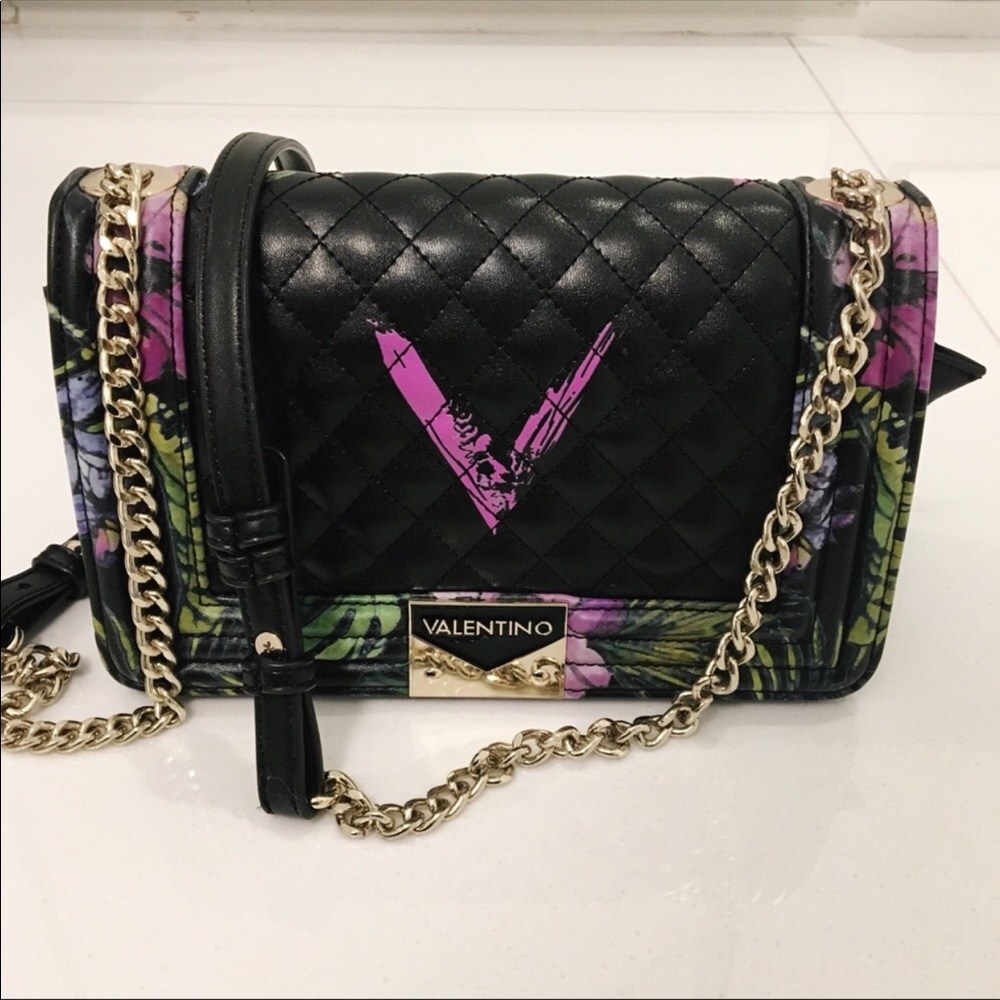 Valentino Gard Black Floral Bag